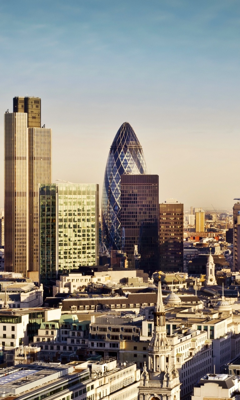 Обои London Skyscraper District with 30 St Mary Axe 768x1280