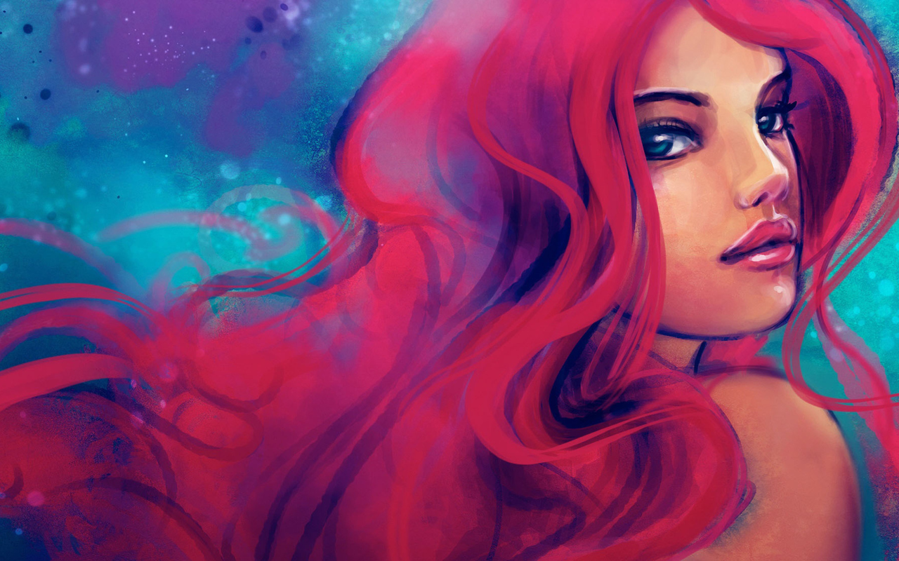 Screenshot №1 pro téma Redhead Girl Painting 1280x800