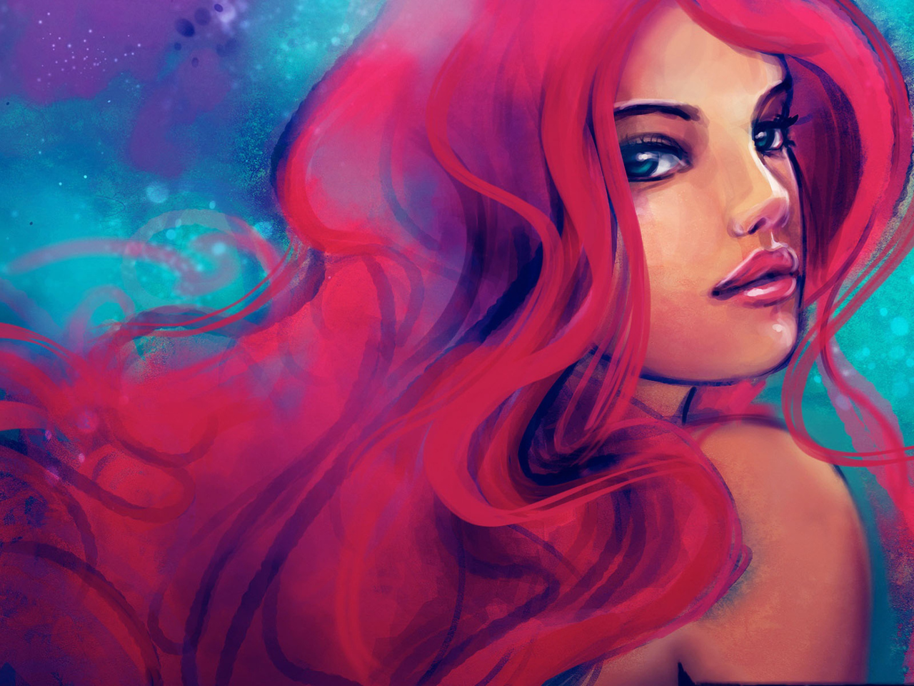 Screenshot №1 pro téma Redhead Girl Painting 1280x960
