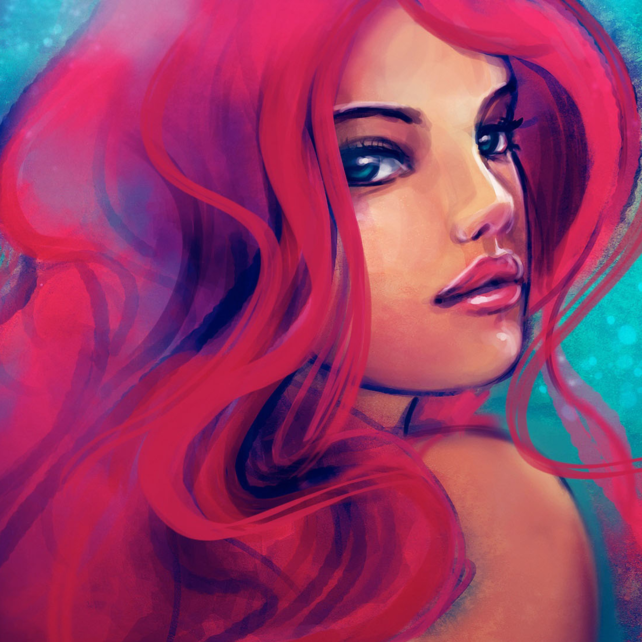 Screenshot №1 pro téma Redhead Girl Painting 2048x2048
