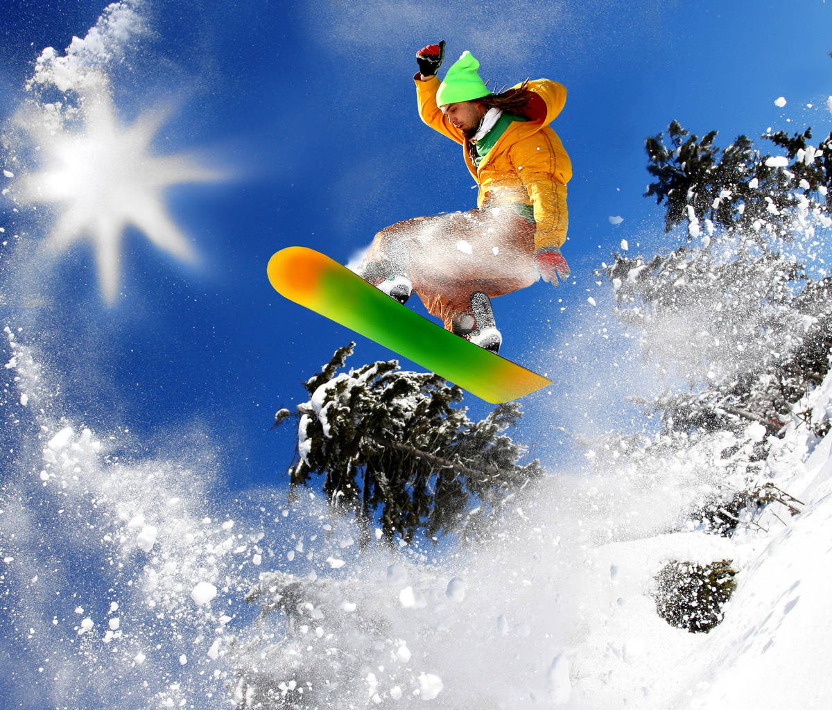 Fondo de pantalla Snowboard Freeride 1200x1024