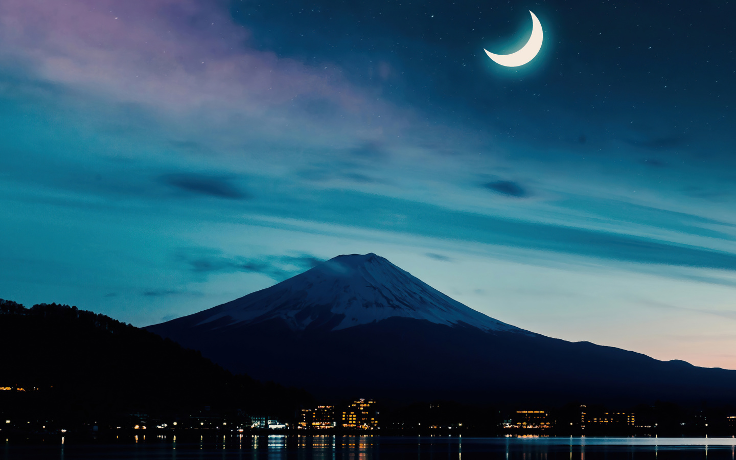 Обои Mount Fuji Night Photo 1440x900