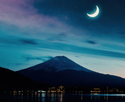 Fondo de pantalla Mount Fuji Night Photo 176x144