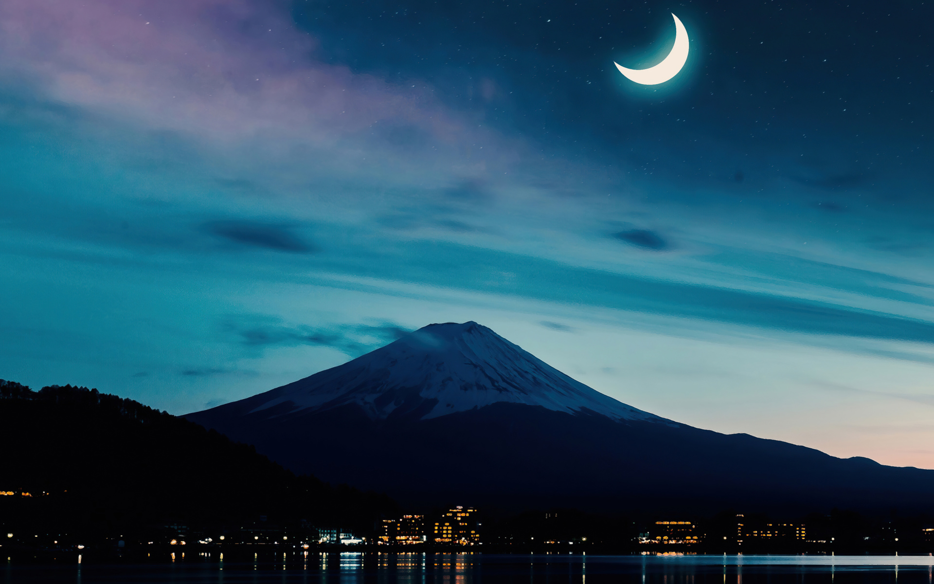 Screenshot №1 pro téma Mount Fuji Night Photo 1920x1200