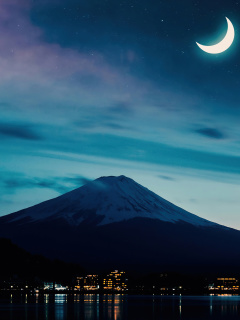 Обои Mount Fuji Night Photo 240x320