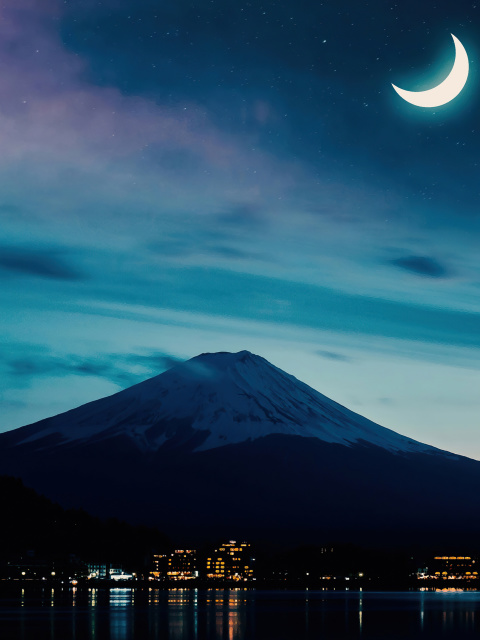 Sfondi Mount Fuji Night Photo 480x640