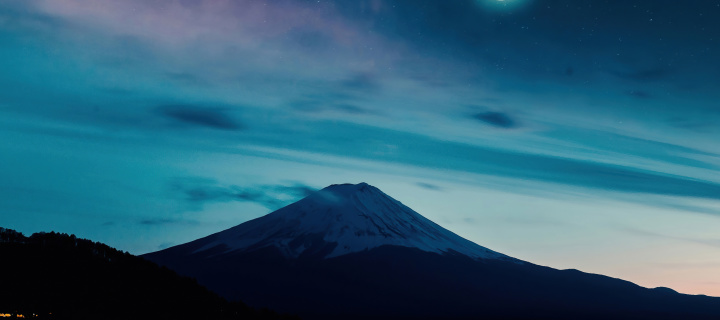 Mount Fuji Night Photo wallpaper 720x320