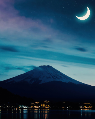 Kostenloses Mount Fuji Night Photo Wallpaper für 128x160