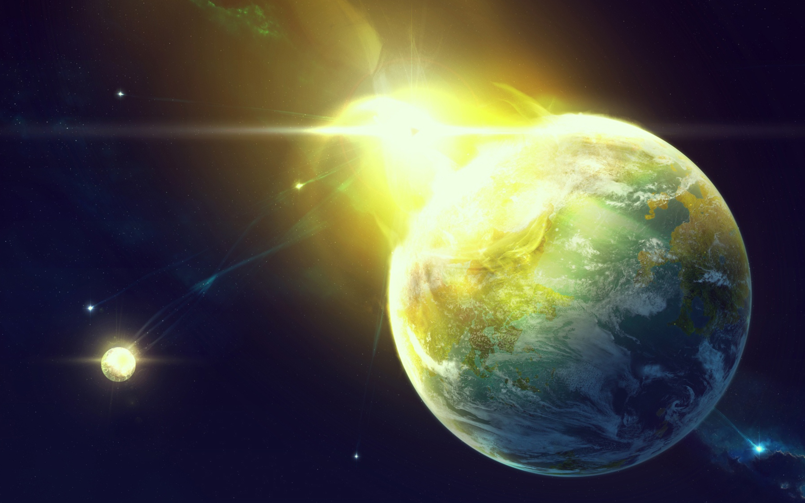 Screenshot №1 pro téma Giant Planet Yellow Light Explosion 2560x1600