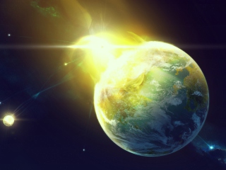 Screenshot №1 pro téma Giant Planet Yellow Light Explosion 320x240