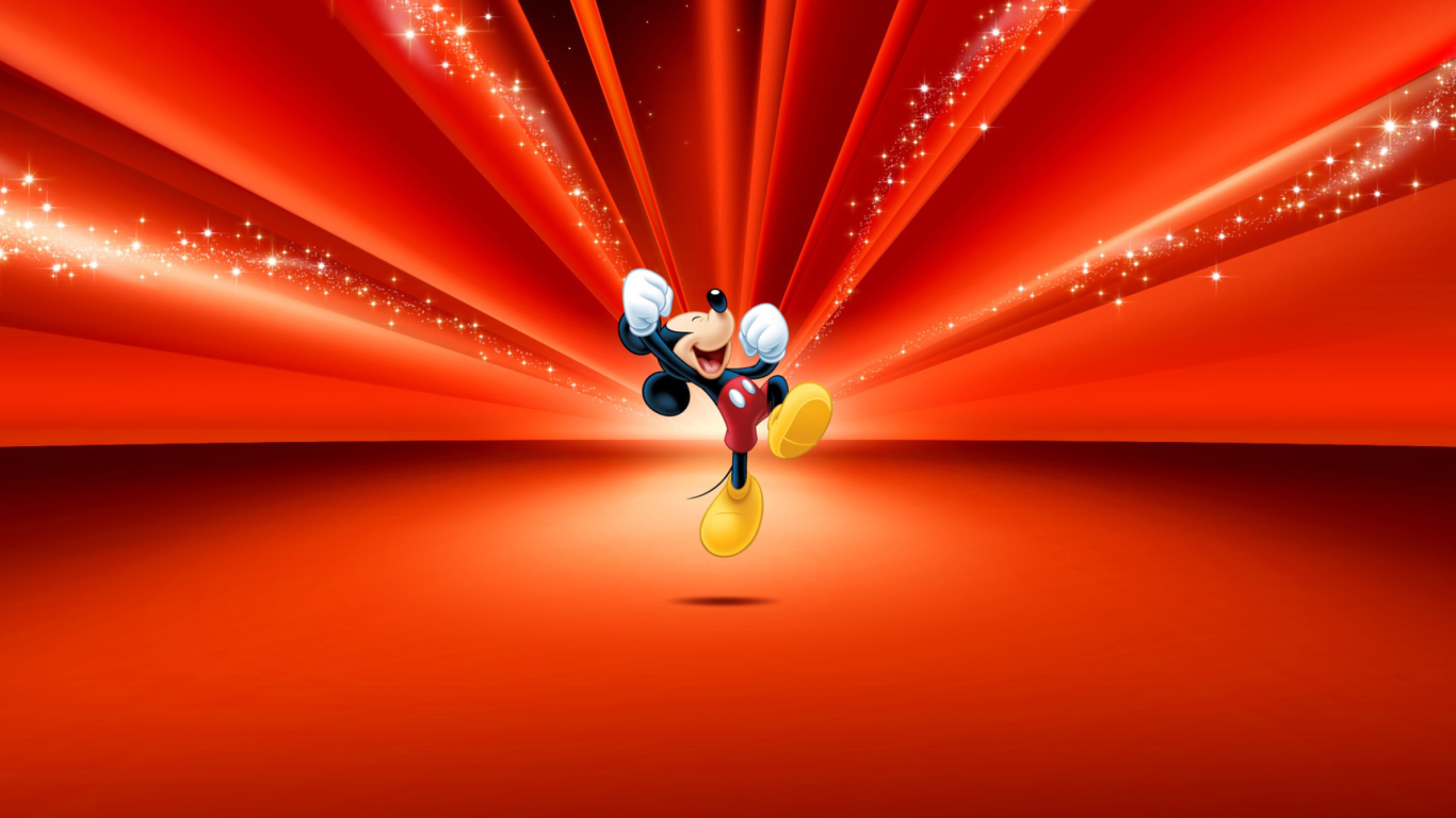 Sfondi Mickey Mouse Disney Red Wallpaper 1366x768