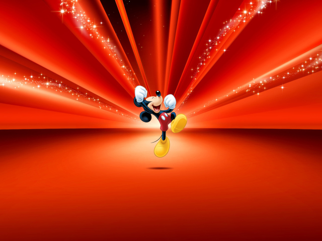 Обои Mickey Mouse Disney Red Wallpaper 640x480