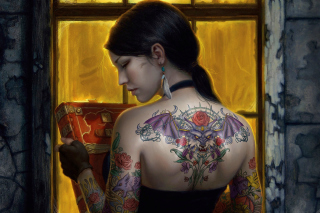 Tattooed Girl Background for Android, iPhone and iPad