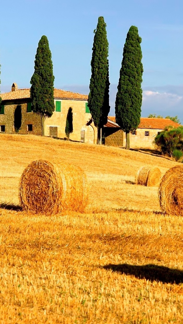 Haystack in Italy wallpaper 640x1136