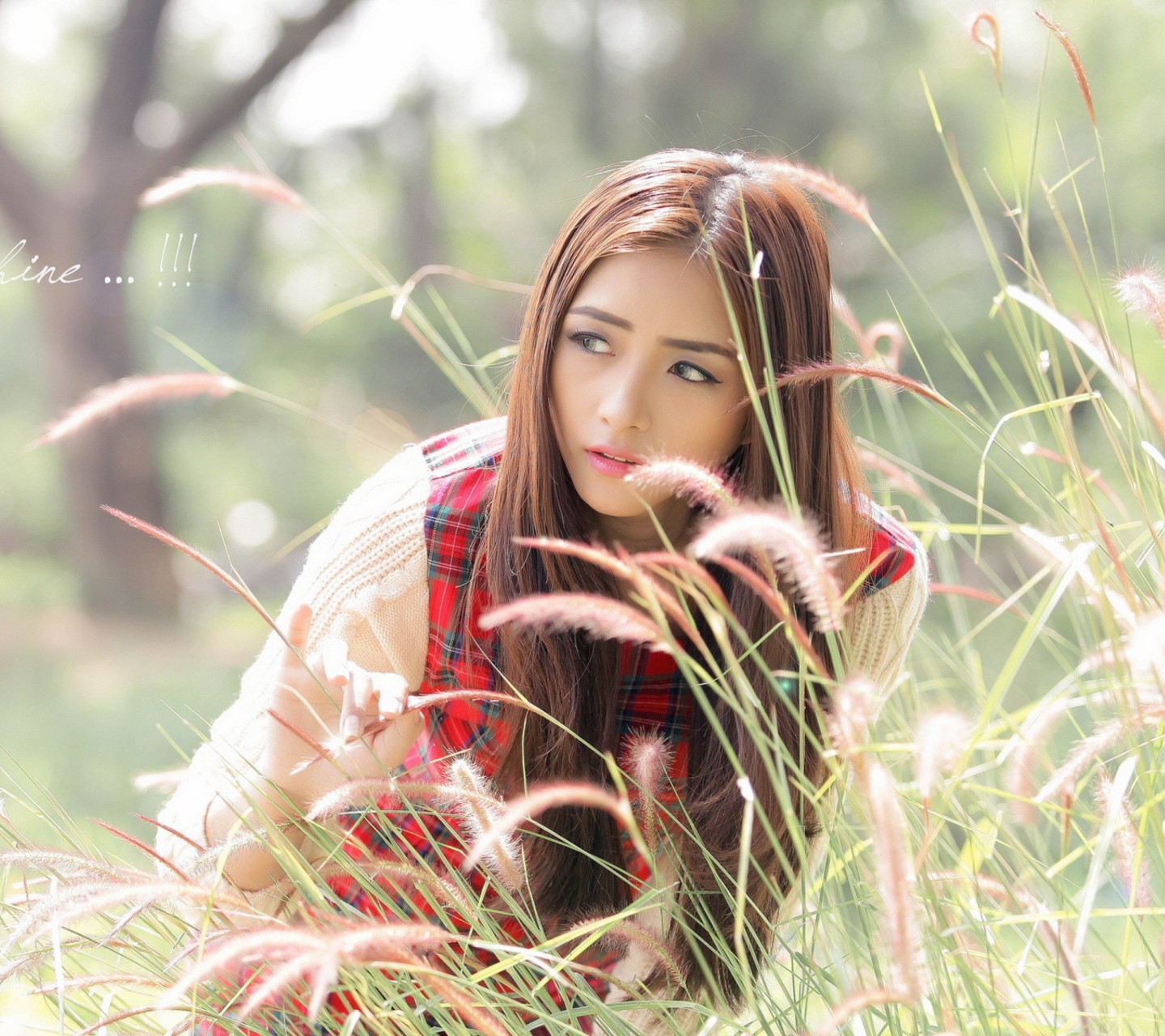 Screenshot №1 pro téma Asian Girl In Field 1440x1280