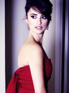 Penelope Cruz In Red Dress wallpaper 240x320