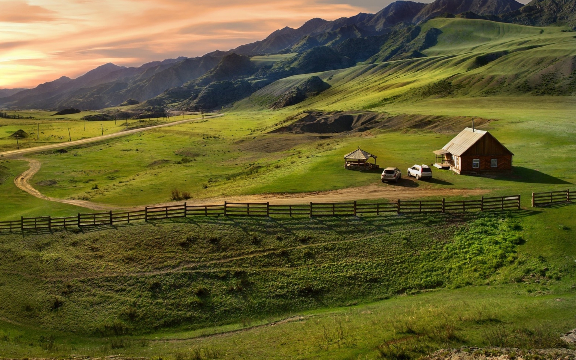 Little House In Mountains wallpaper 1920x1200