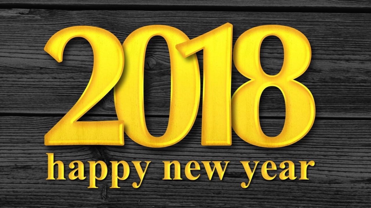 Das 2018 New Year Wooden Texture Wallpaper 1280x720