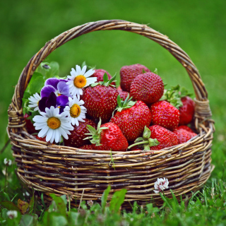 Kostenloses Strawberries in Baskets Wallpaper für 128x128