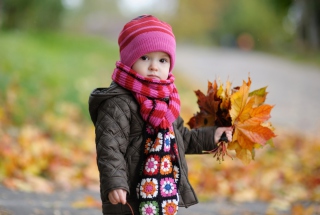 Cute Baby In Autumn Wallpaper for Android, iPhone and iPad