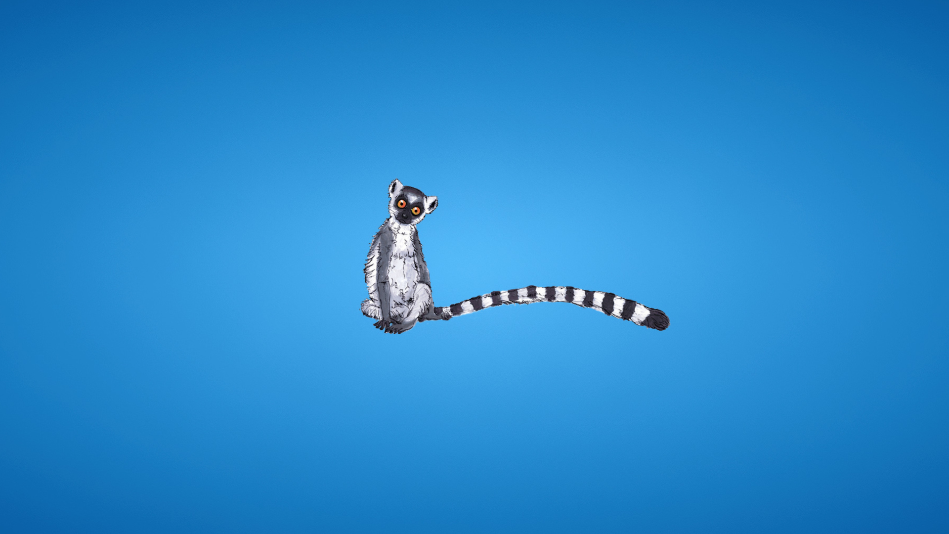 Обои Lemur On Blue Background 1920x1080