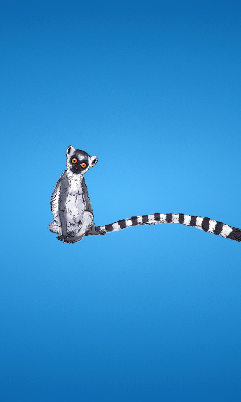 Fondo de pantalla Lemur On Blue Background 768x1280