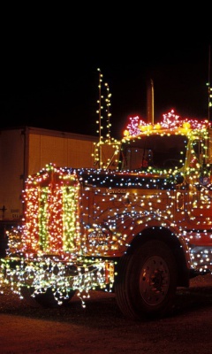 Das Xmas Truck in Lights Wallpaper 240x400