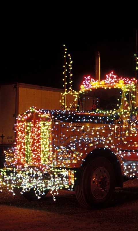 Das Xmas Truck in Lights Wallpaper 480x800