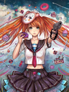 Sfondi Anime Ginger Girl 240x320