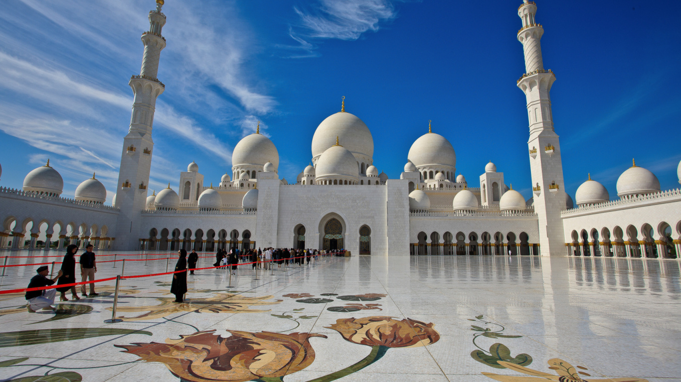 Sfondi Sheikh Zayed Mosque located in Abu Dhabi 1366x768