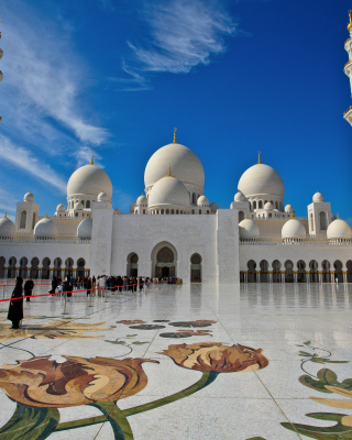 Kostenloses Sheikh Zayed Mosque located in Abu Dhabi Wallpaper für Nokia Asha 503