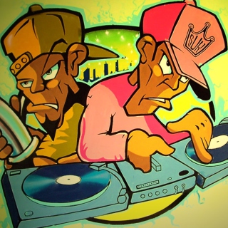 Kostenloses DJ Graffiti Wallpaper für iPad mini 2