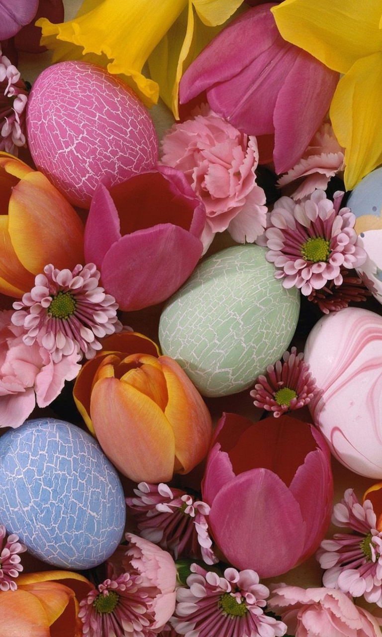 Screenshot №1 pro téma Easter Eggs And Flowers 768x1280