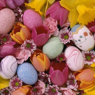 Easter Eggs And Flowers papel de parede para celular para 2048x2048