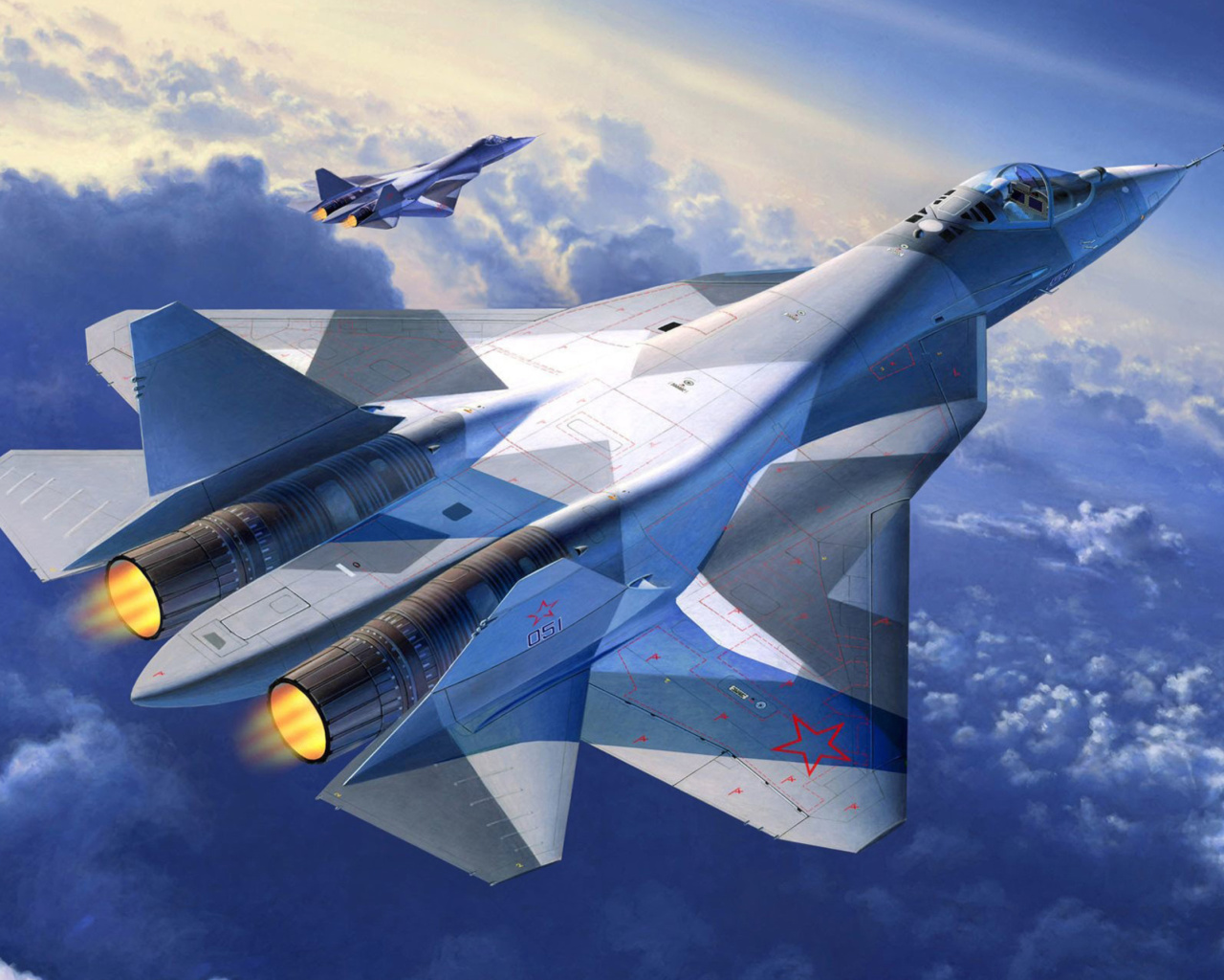 Fondo de pantalla Sukhoi PAK FA Fighter Aircraft 1280x1024