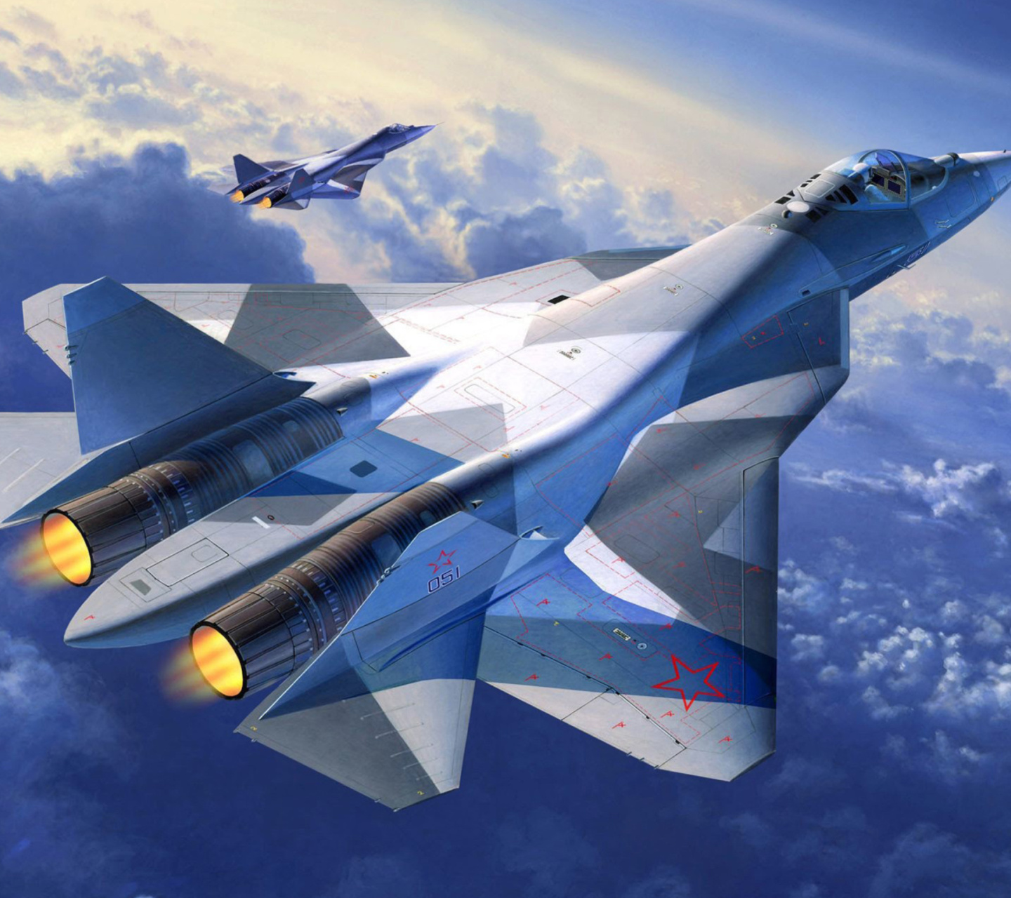 Fondo de pantalla Sukhoi PAK FA Fighter Aircraft 1440x1280