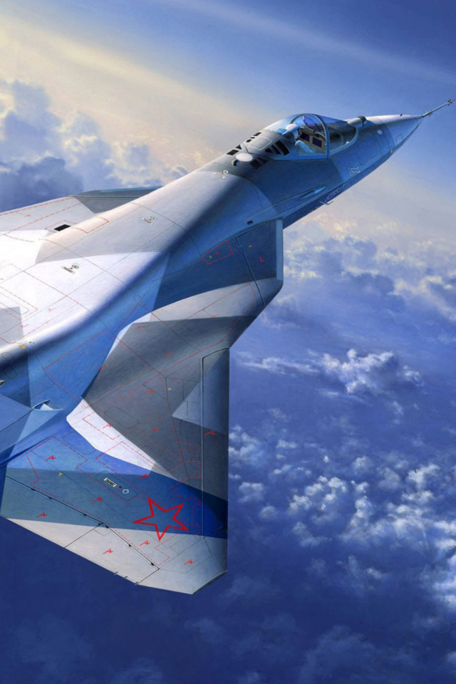 Das Sukhoi PAK FA Fighter Aircraft Wallpaper 640x960