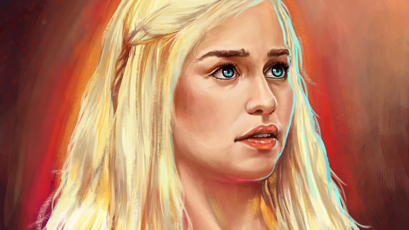 Обои Emilia Clarke Game Of Thrones Painting 1366x768