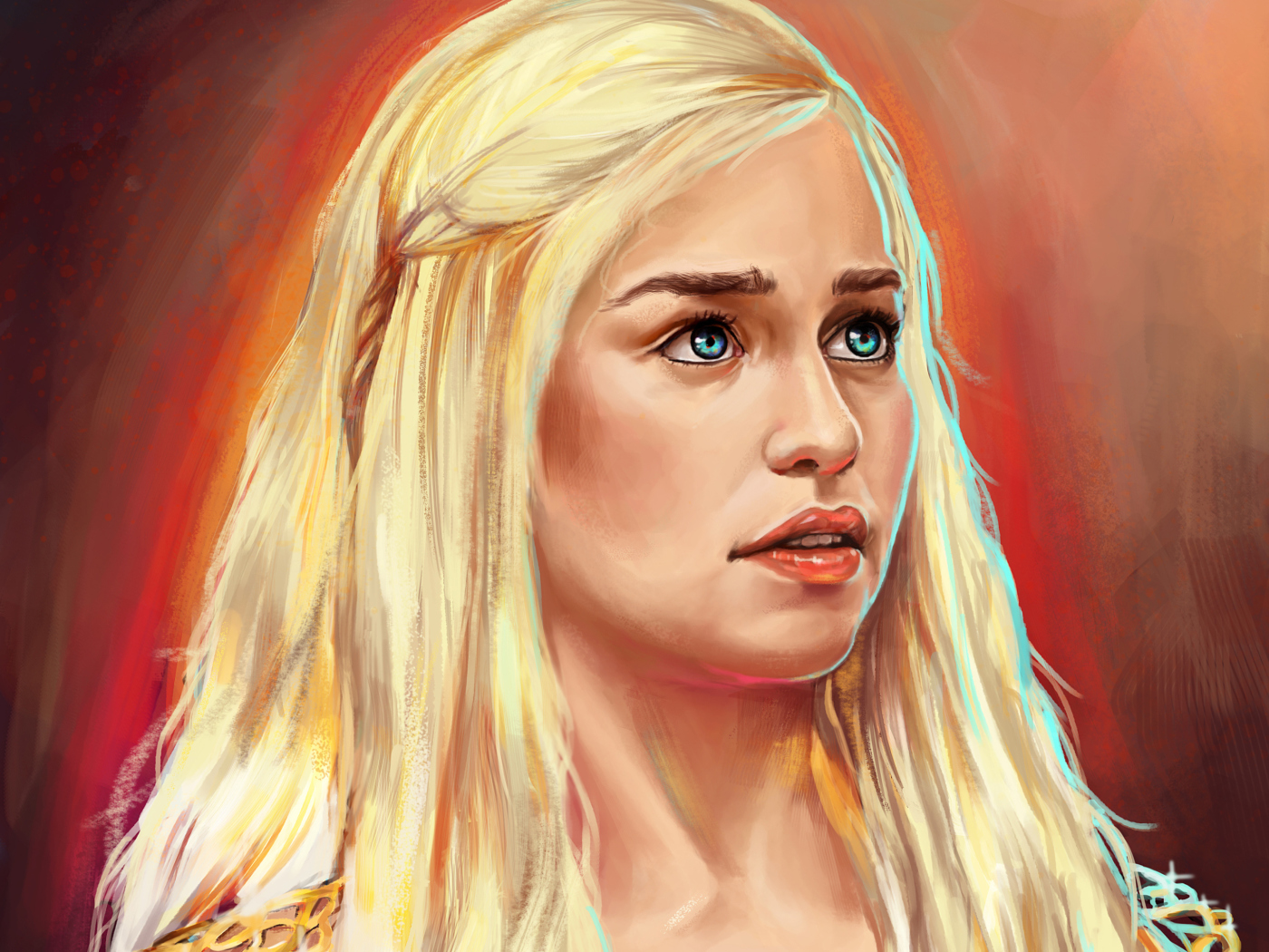 Das Emilia Clarke Game Of Thrones Painting Wallpaper 1400x1050