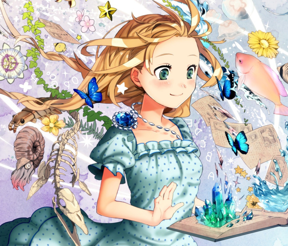 Screenshot №1 pro téma Cute Anime Girl with Book 1200x1024