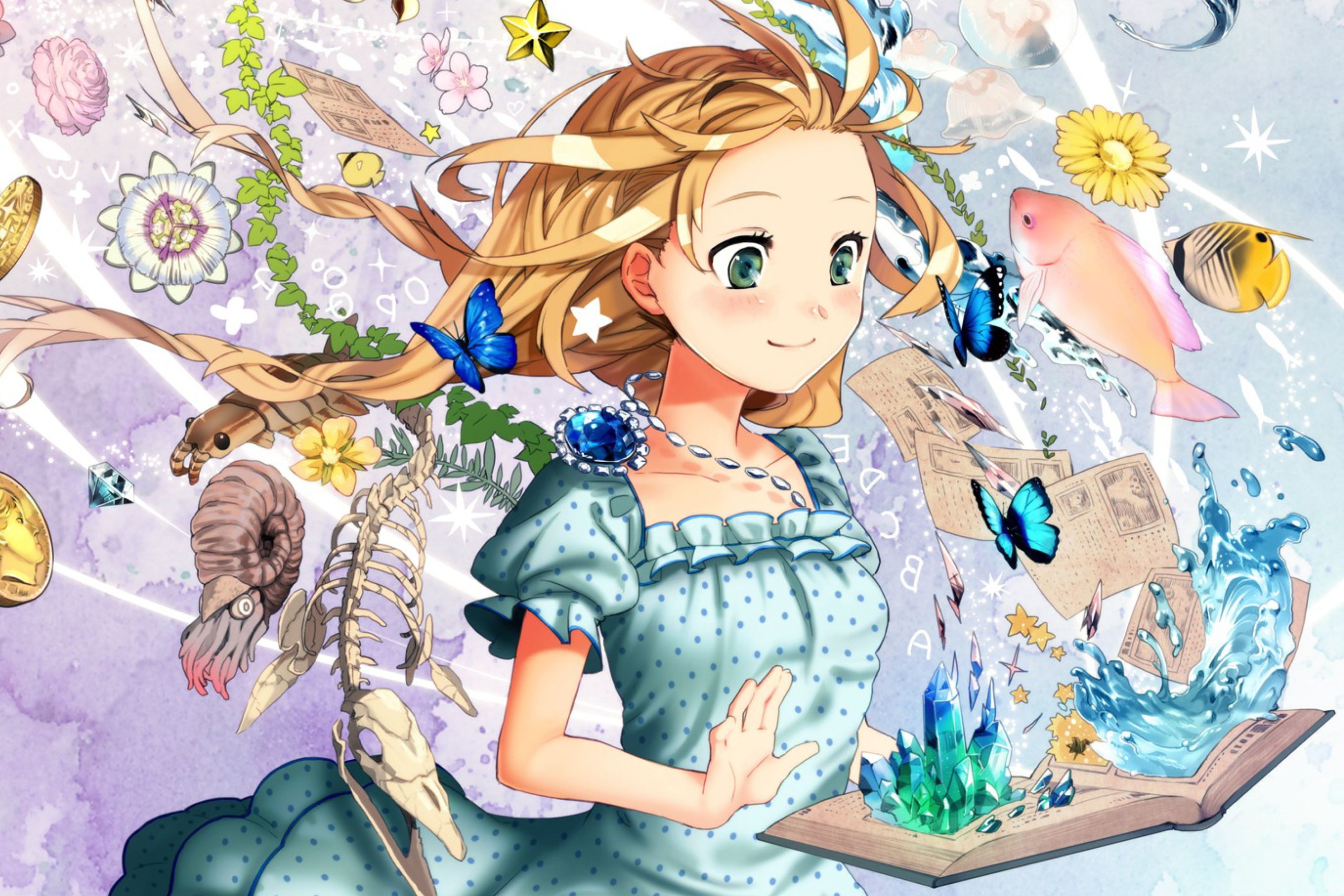 Das Cute Anime Girl with Book Wallpaper 2880x1920