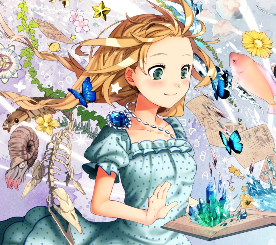 Sfondi Cute Anime Girl with Book 960x854