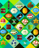 Super Mario power ups Abilities in Nintendo wallpaper 128x160