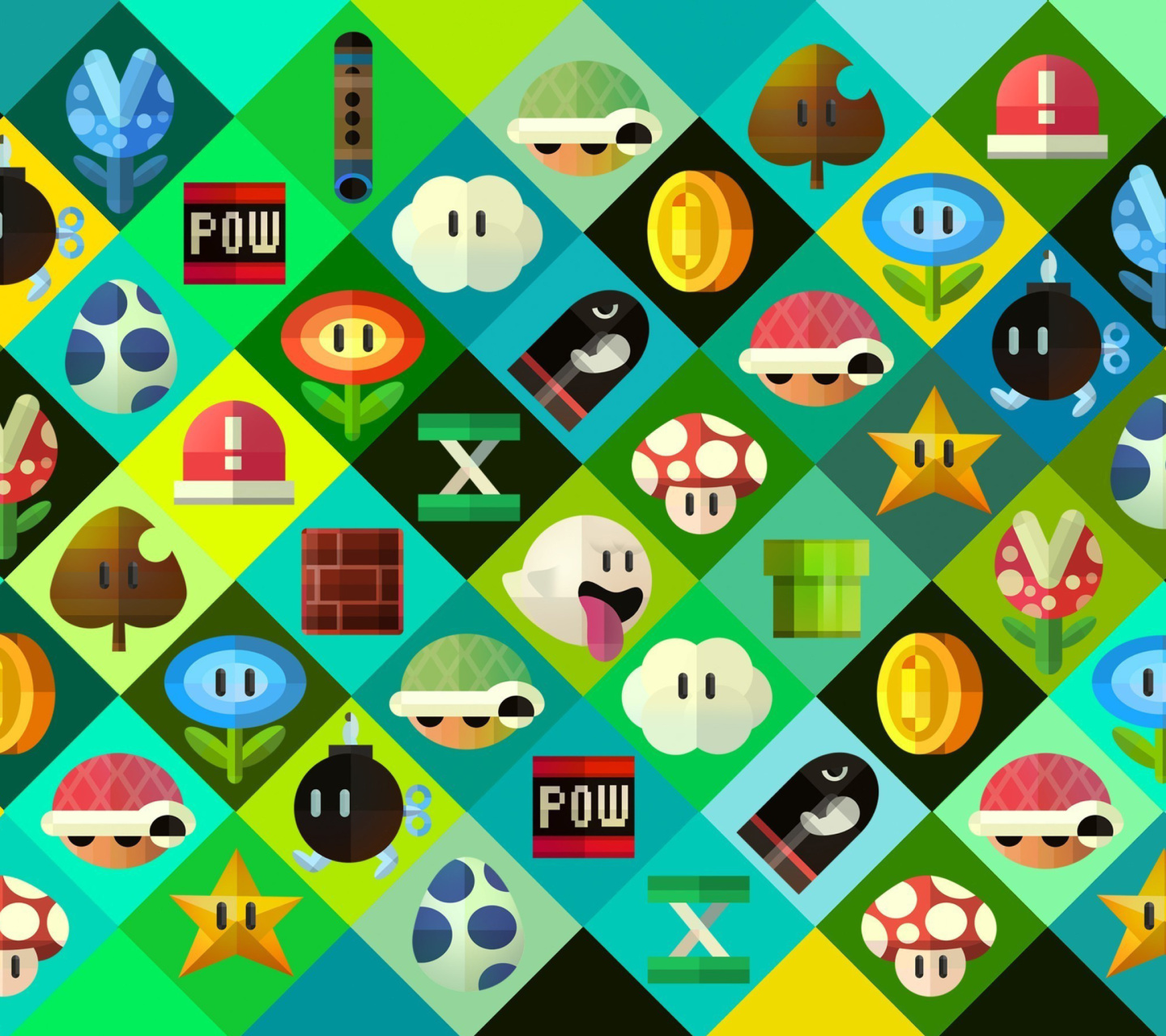 Das Super Mario power ups Abilities in Nintendo Wallpaper 1440x1280