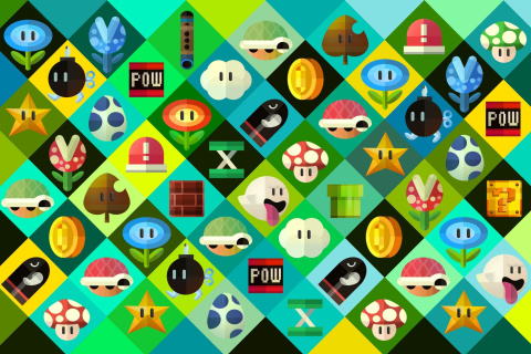 Screenshot №1 pro téma Super Mario power ups Abilities in Nintendo 480x320