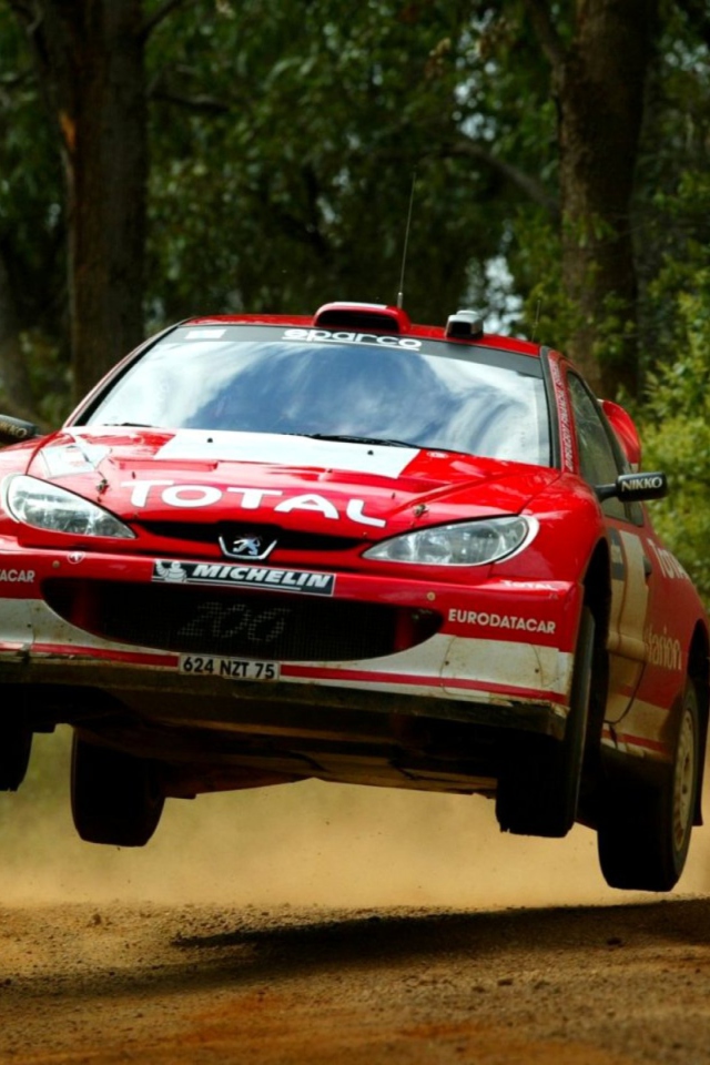 Fondo de pantalla Auto Racing WRC Peugeot 640x960
