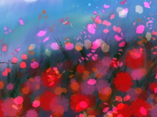 Screenshot №1 pro téma Flower Abstract Painting 320x240