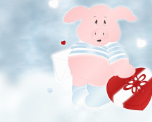 Обои Pink Pig With Heart 220x176