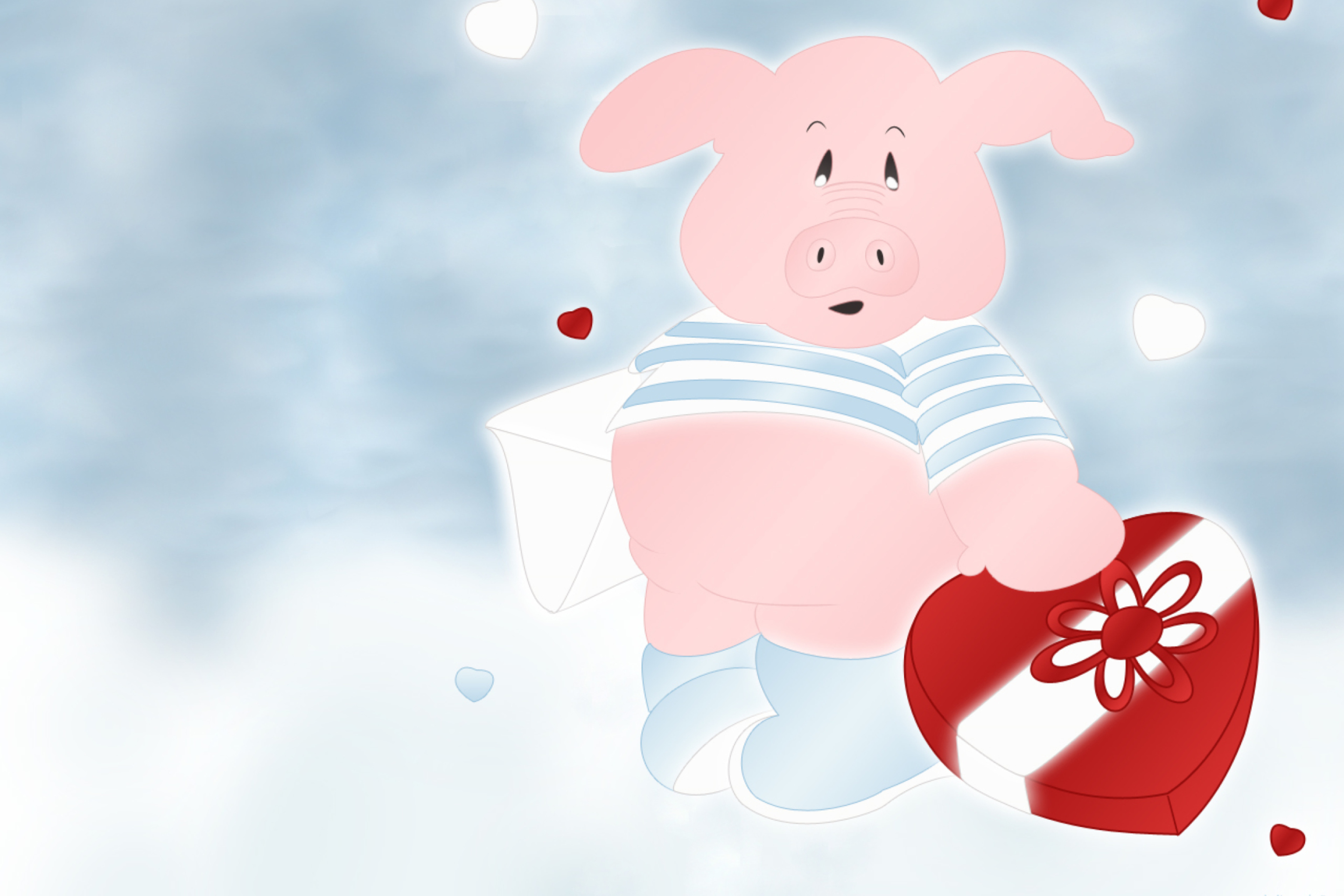 Screenshot №1 pro téma Pink Pig With Heart 2880x1920