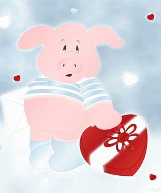 Pink Pig With Heart - Fondos de pantalla gratis para 768x1280